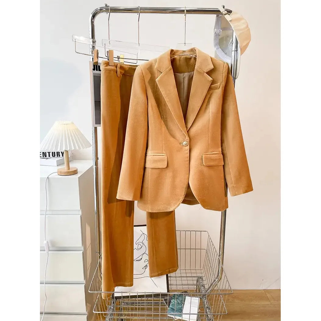 Gold Velvet Suit Set