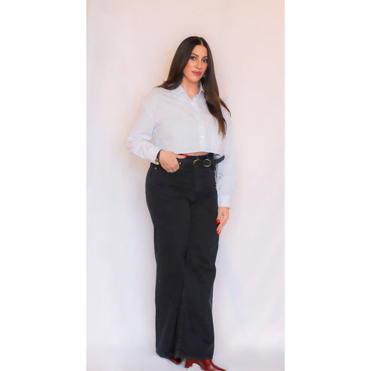 White Cropped Poplin Blouse
