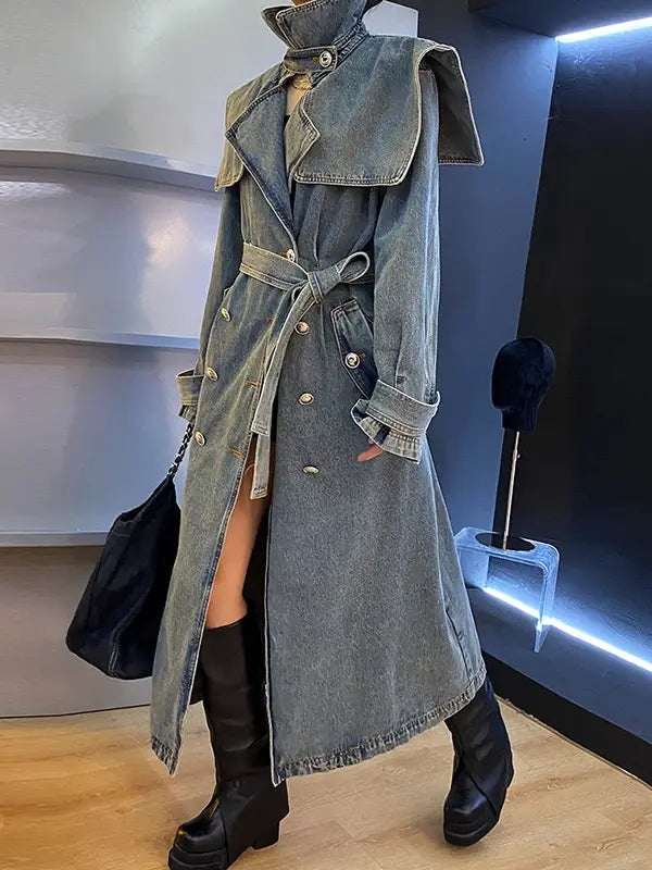 denim trench coat dress Fashion Week Denim Trench Coat