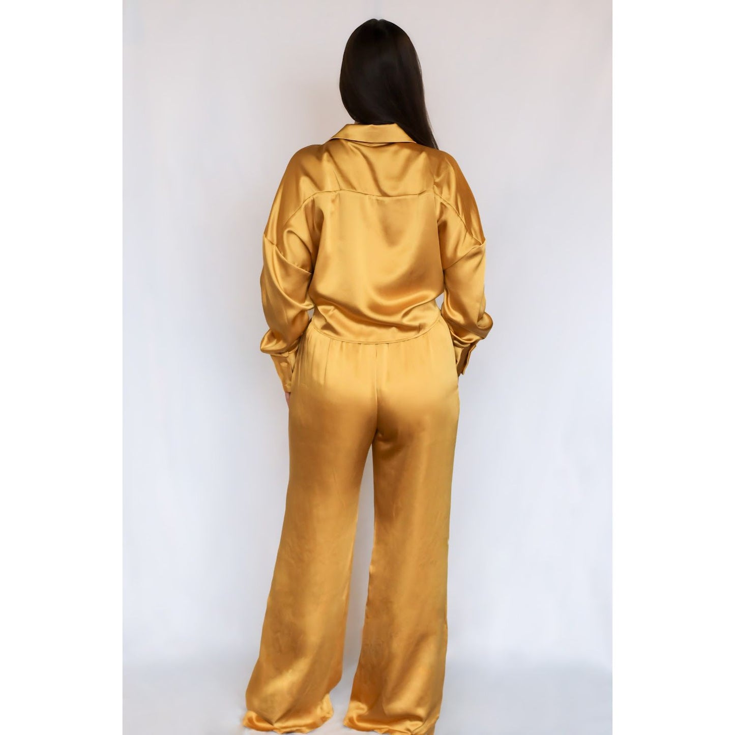 Satin Pant Set, Honey Gold