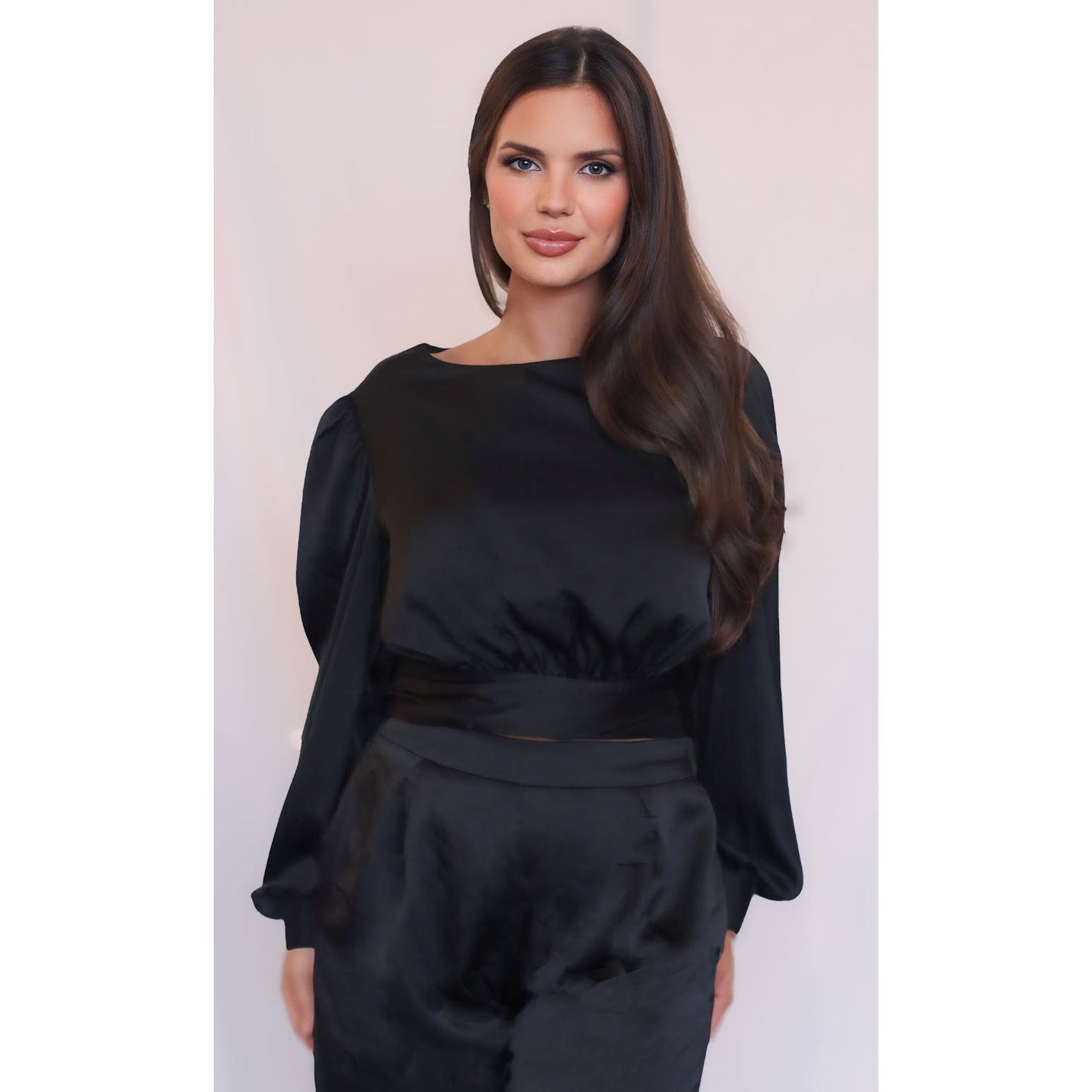 Open back long sleeved matching top