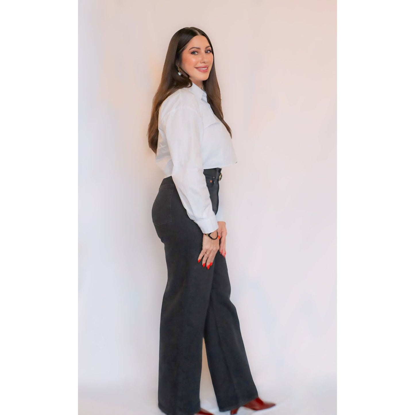 White Cropped Poplin Blouse